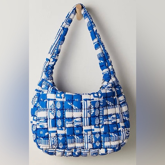 NWT Free People Movement Printed Carryall Tote Bag in Sailing Club Blue Logo - Picture 2 of 9